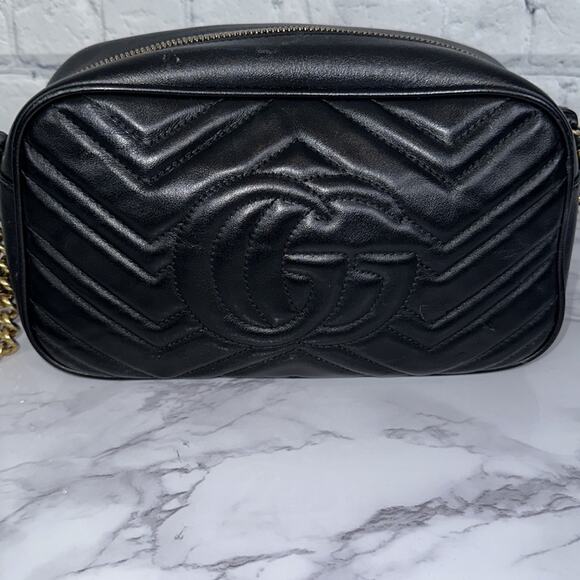 GUCCI Marmont Small Matelasse Shoulder Bag Black - Picture 7 of 14